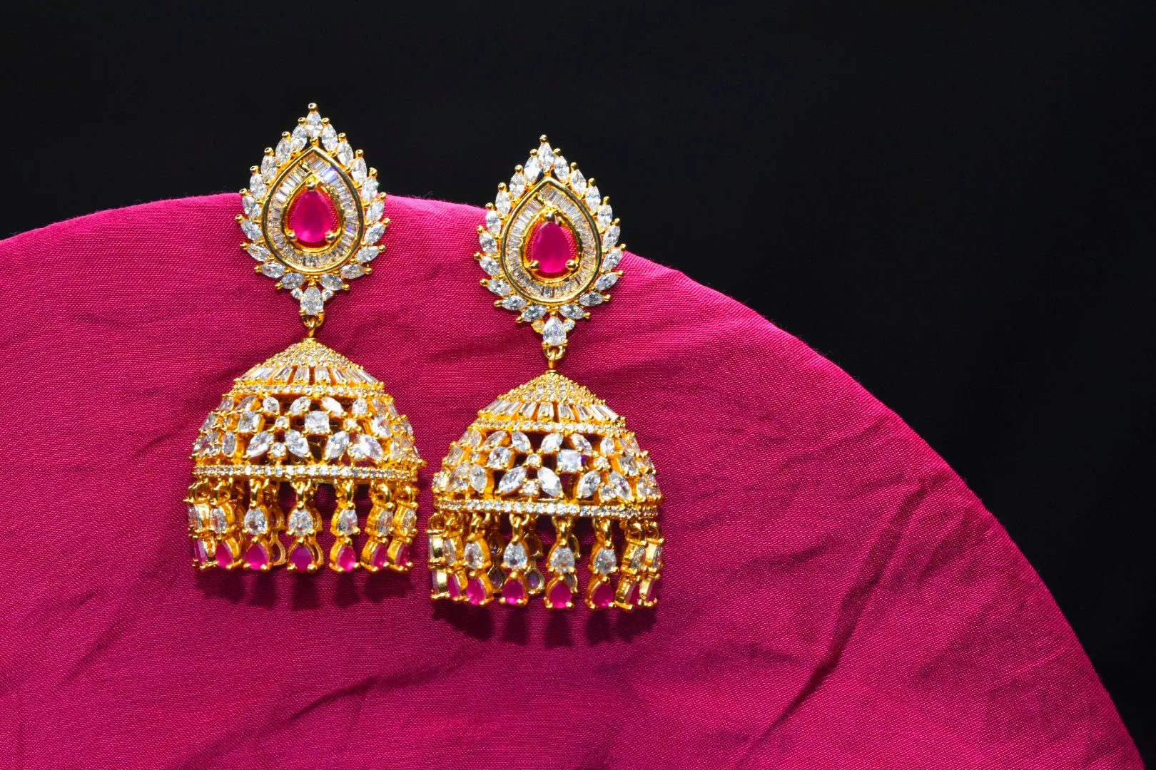 Elegant CZ Jhumka Earrings By Asp Fashion Jewellery