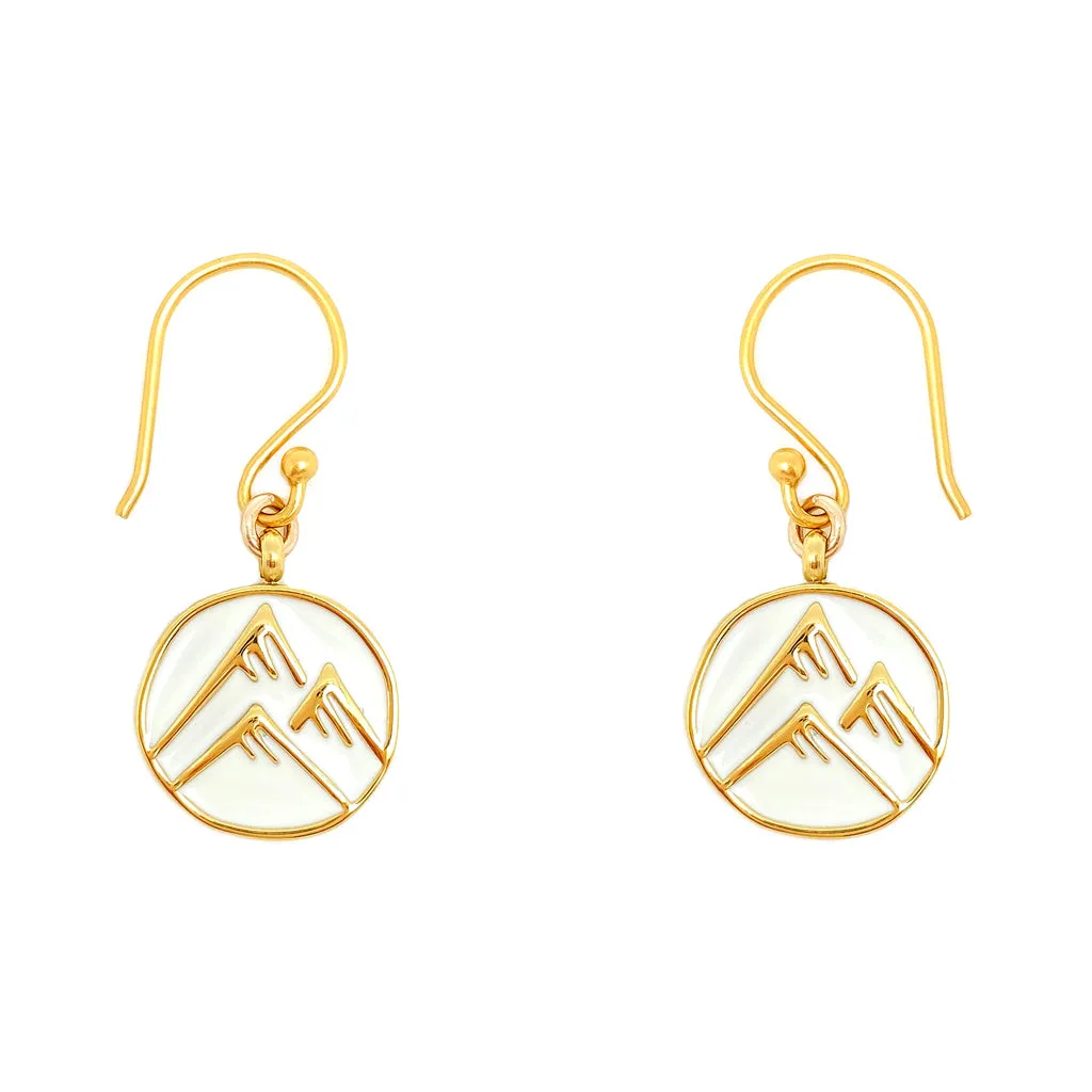 Enamel Charm Earrings - White Mountain Peaks