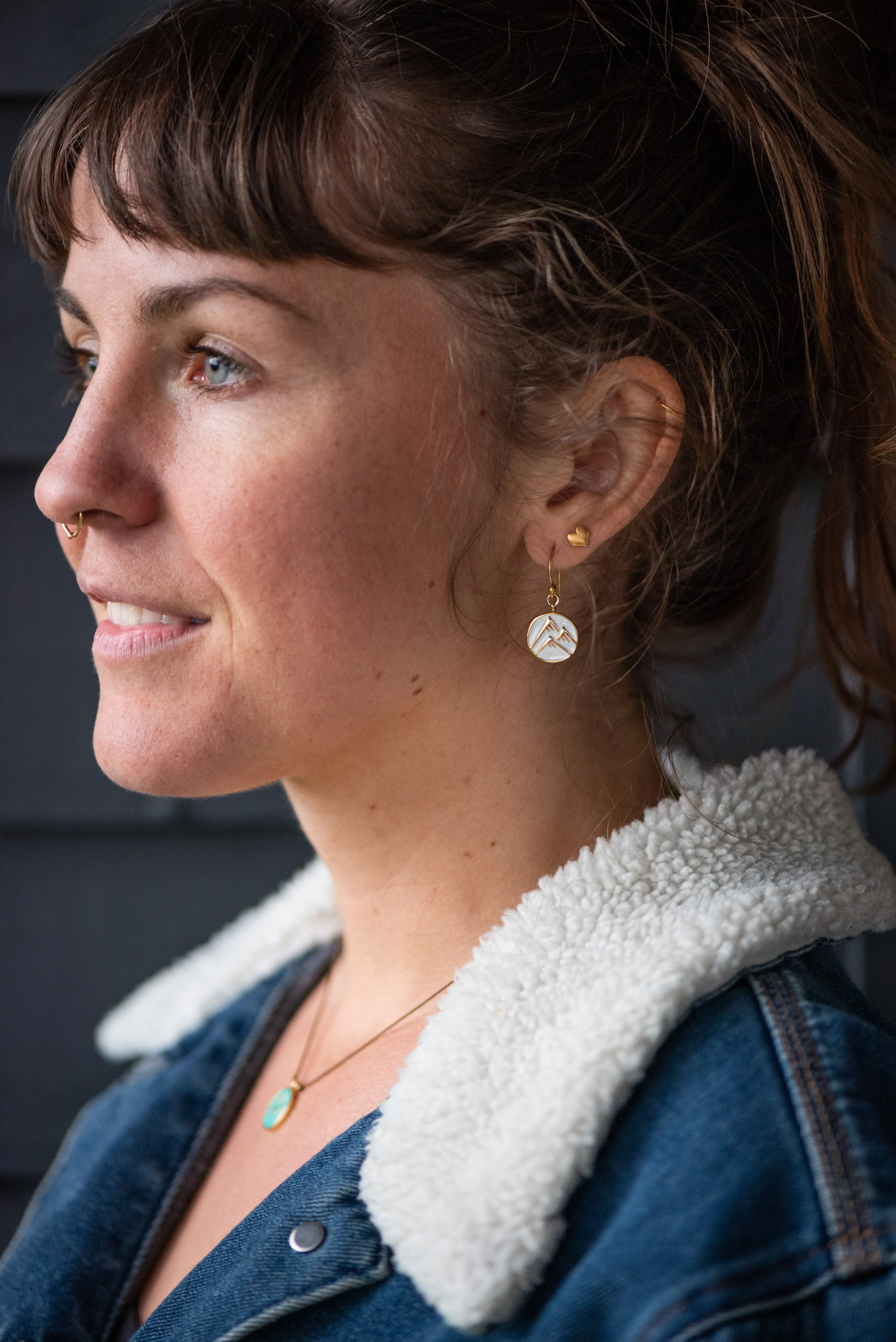 Enamel Charm Earrings - White Mountain Peaks