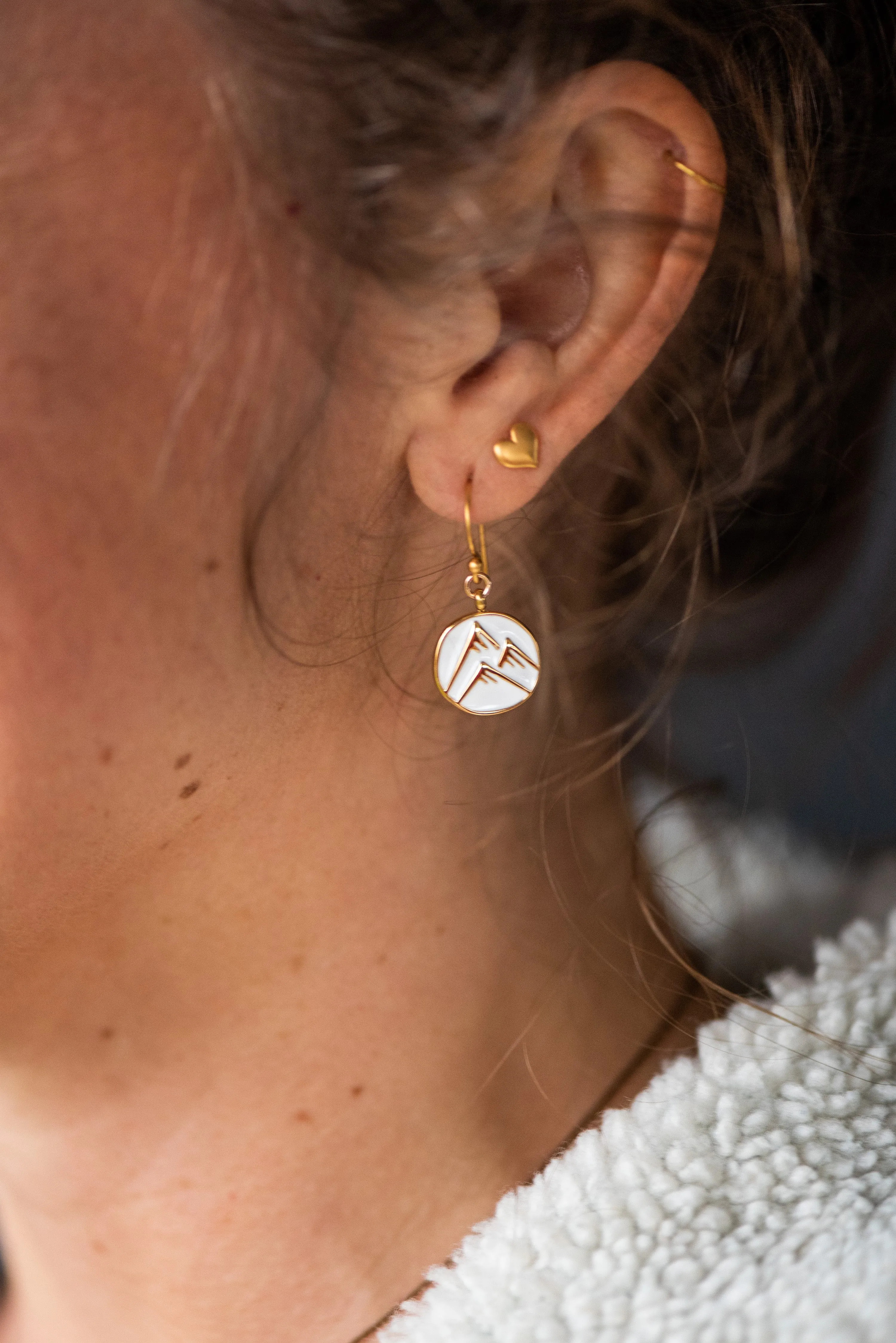 Enamel Charm Earrings - White Mountain Peaks