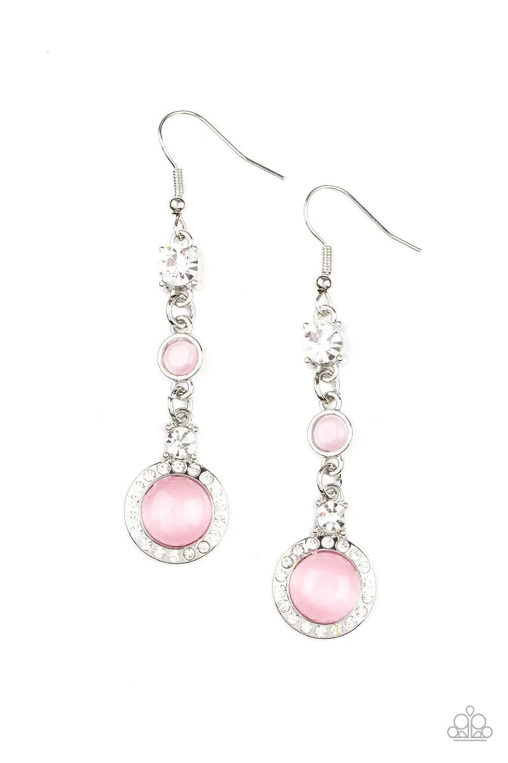 Epic Elegance Pink Cat's Eye Stone Earrings - Paparazzi Accessories