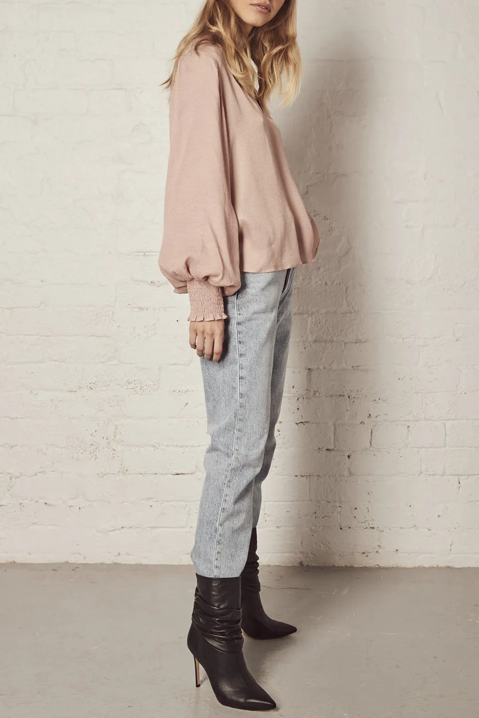 Farley Blush Stripe Balloon LS Blouse