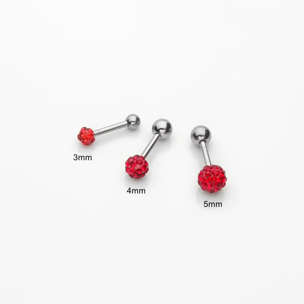 Ferido Crystal Disco Ball Top Tragus Barbell - Red