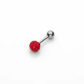 Ferido Crystal Disco Ball Top Tragus Barbell - Red