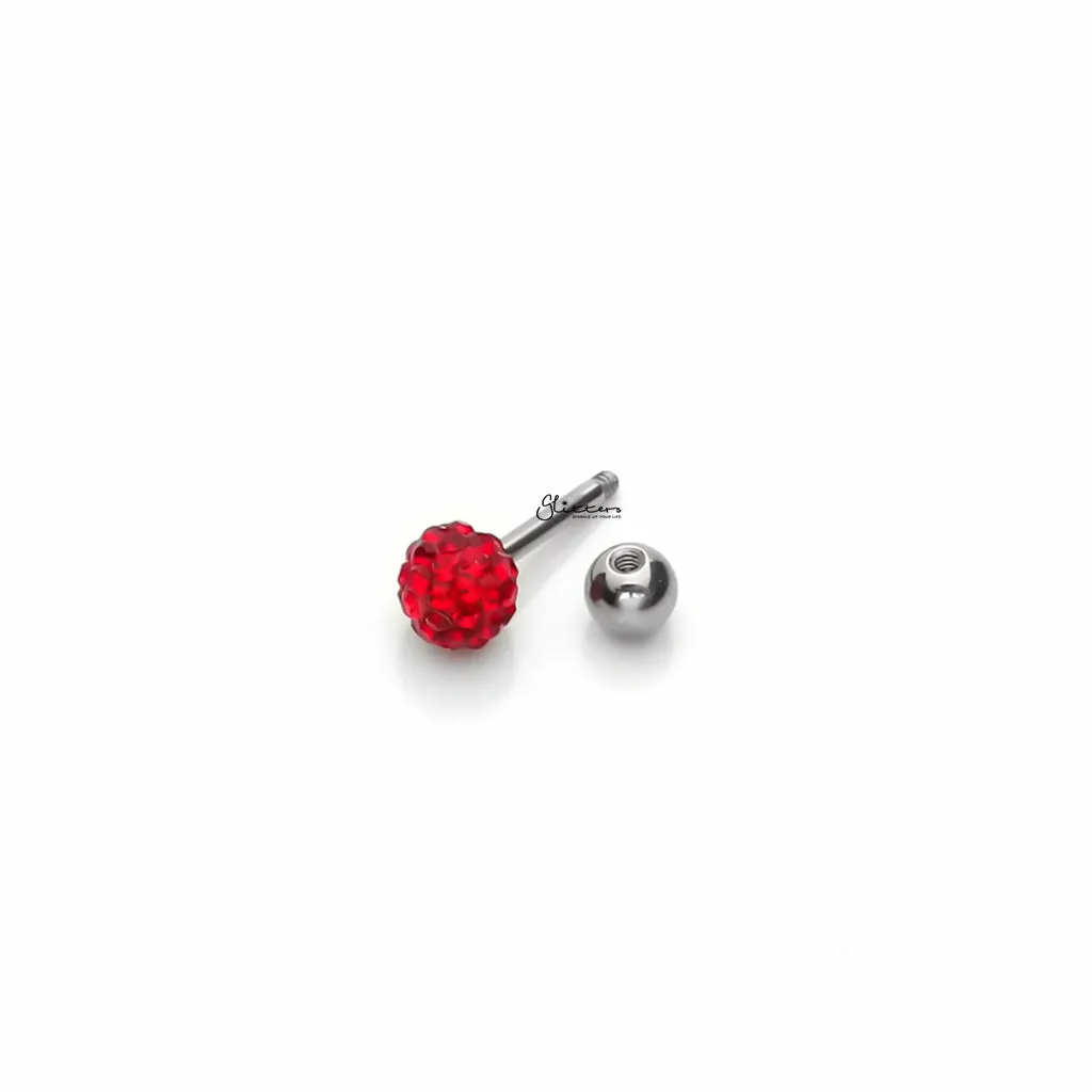 Ferido Crystal Disco Ball Top Tragus Barbell - Red