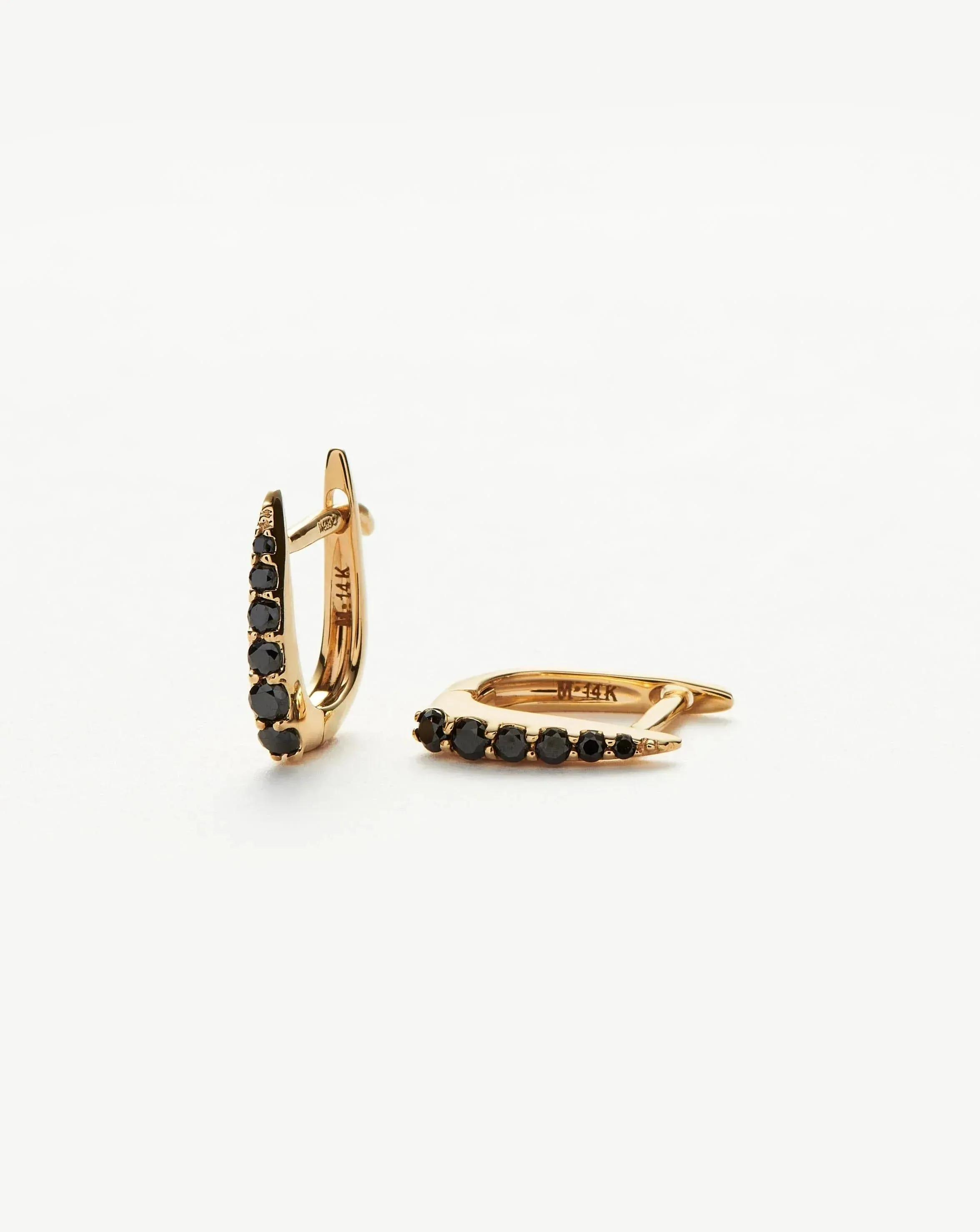 Fine Claw Huggies | 14ct Solid Gold/Black Diamond