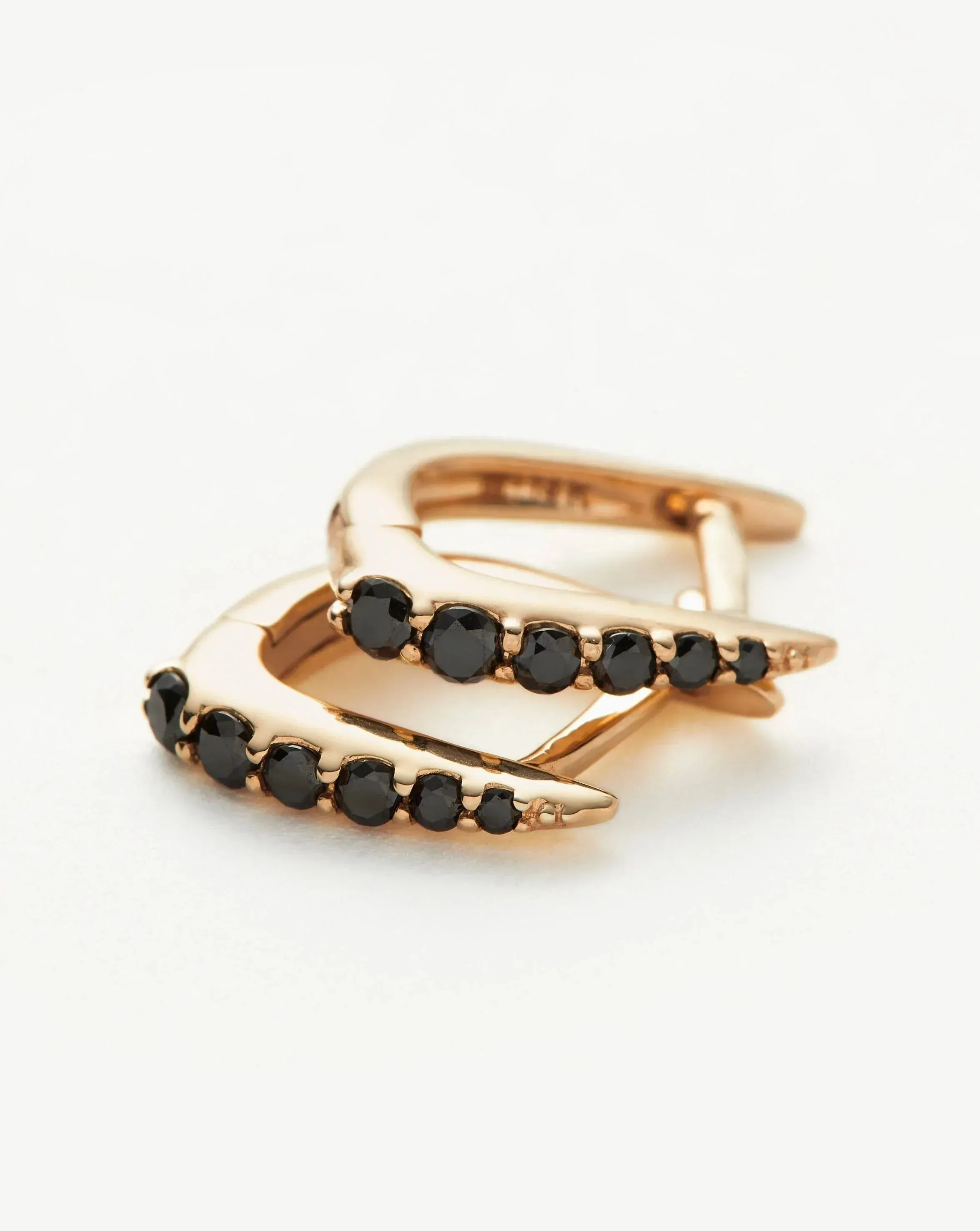 Fine Claw Huggies | 14ct Solid Gold/Black Diamond