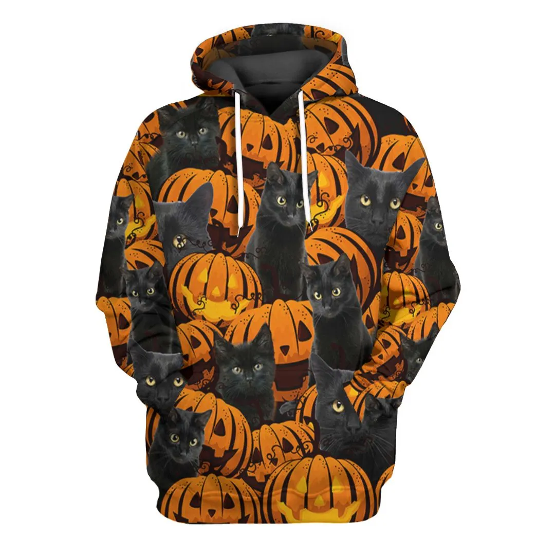 Gearhuman 3D Black Cat And Pumpkin Tshirt Hoodie Apparel