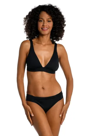 Island Goddess Banded Tall Triangle Top - Black