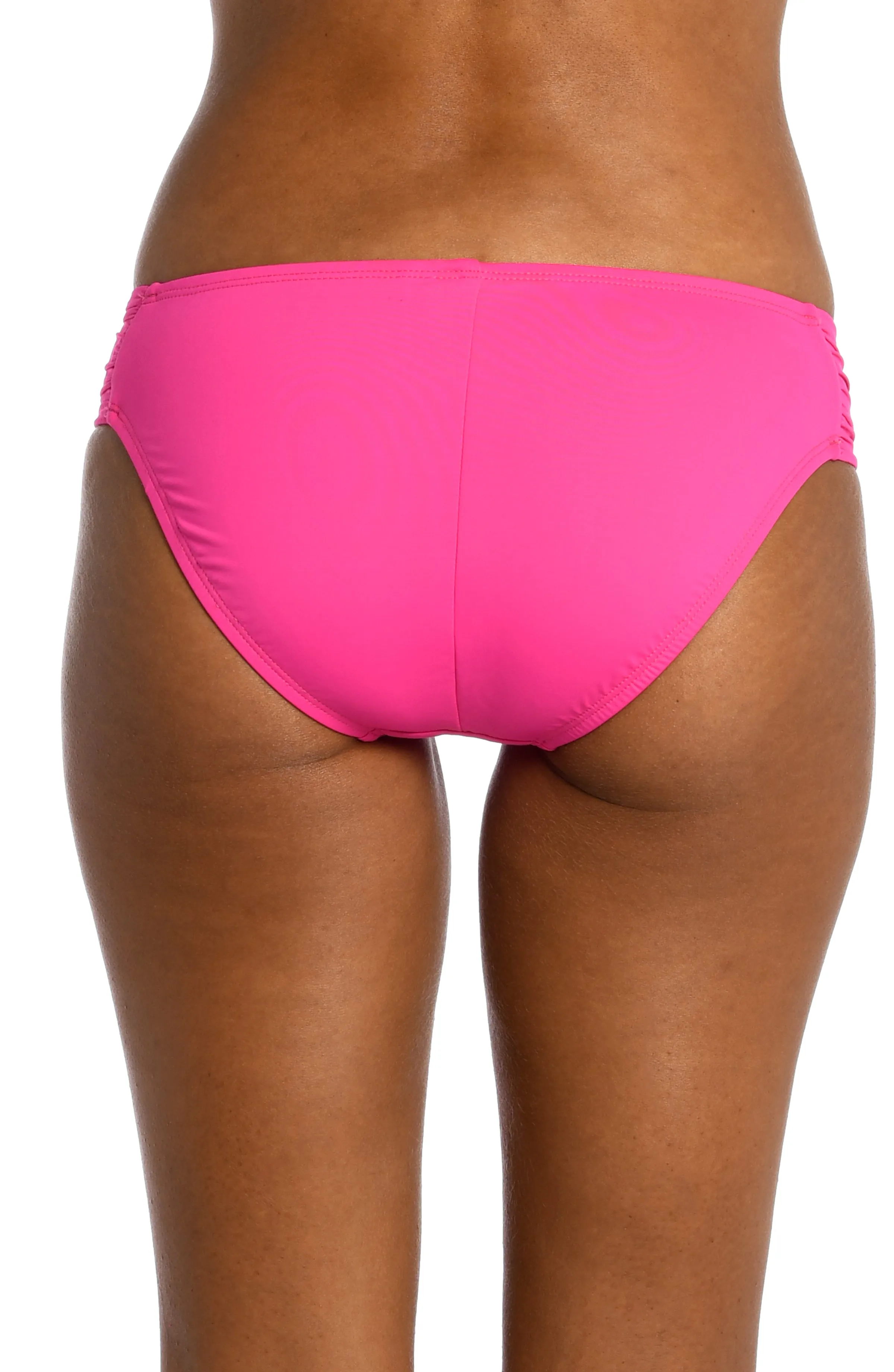 Island Goddess Side Shirred Hipster Bottom - Pop Pink