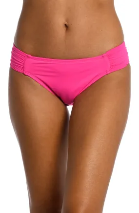 Island Goddess Side Shirred Hipster Bottom - Pop Pink