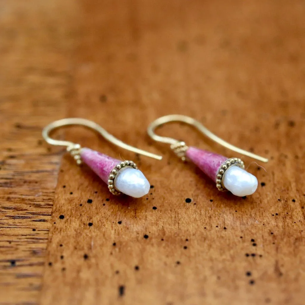 Jane Foole Enamel and Pearl Earrings