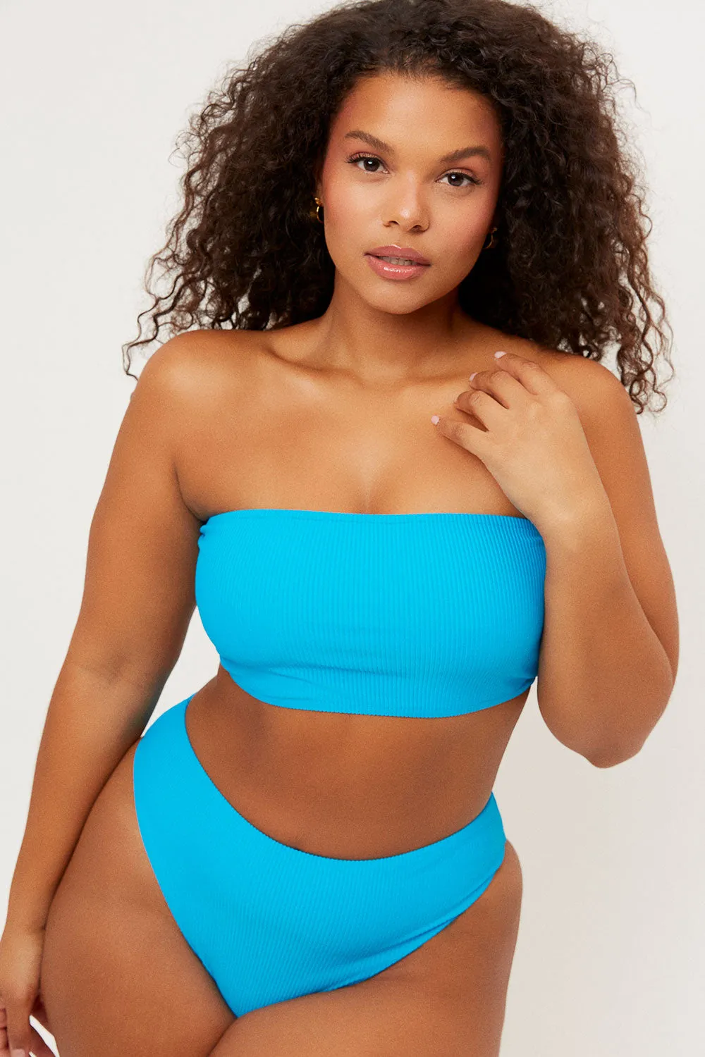 Jenna High Waist High Cut Bikini Bottom - Ocean