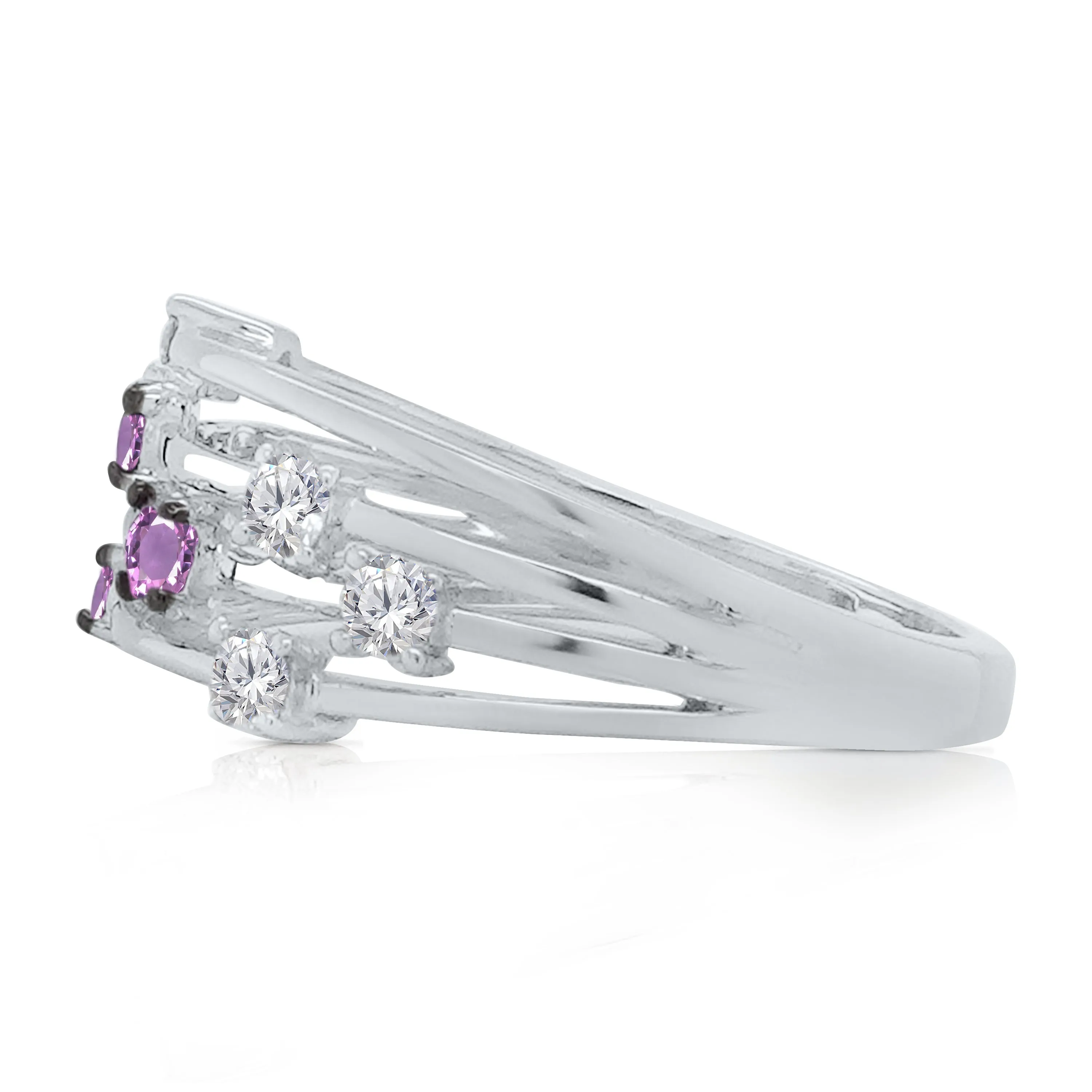 Kallati Heirloom Pink Sapphire & Diamond Ring in 14K White Gold