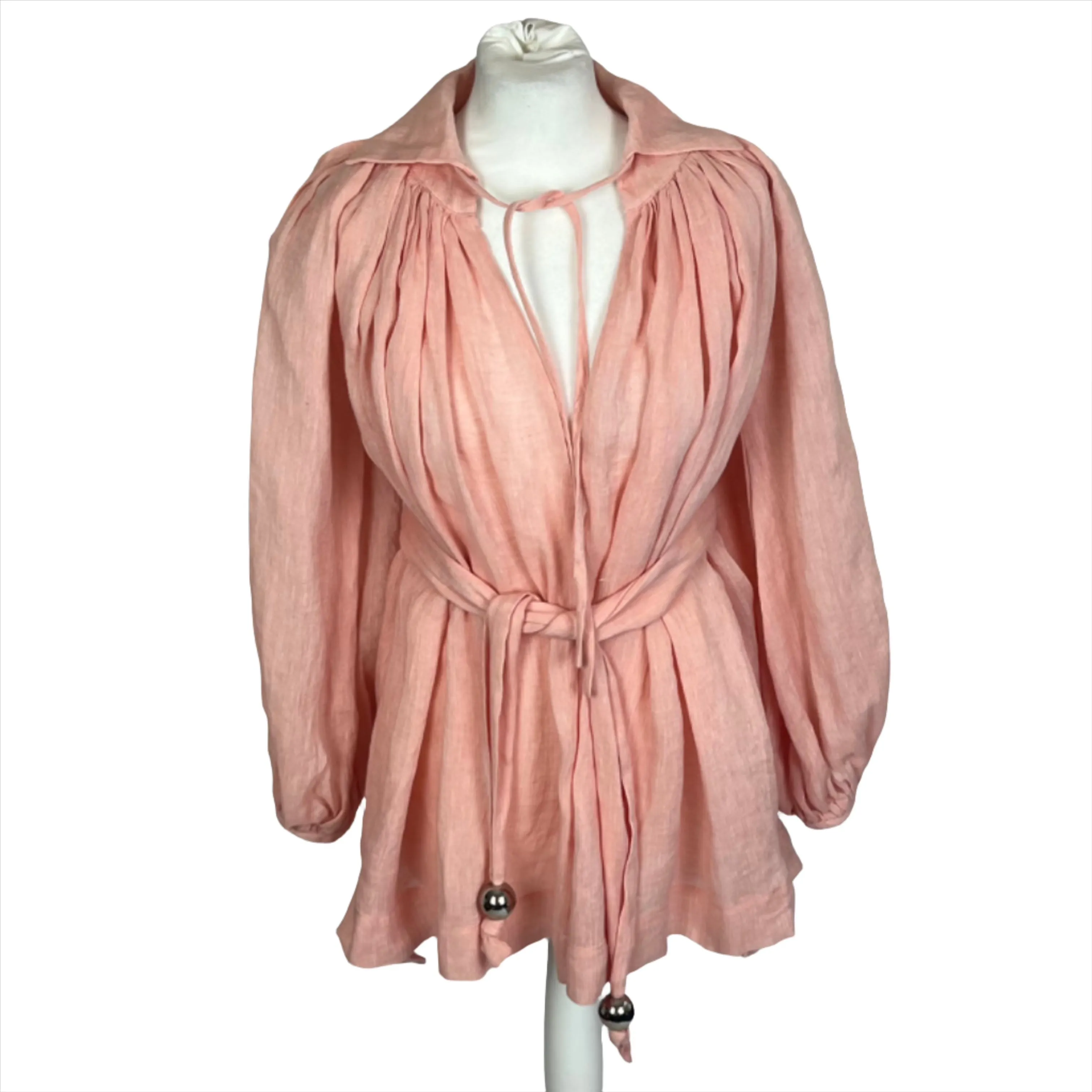 Lisa Marie Fernandez Brand New £510 Peach Gauze Belted Smock XS/S/M/L