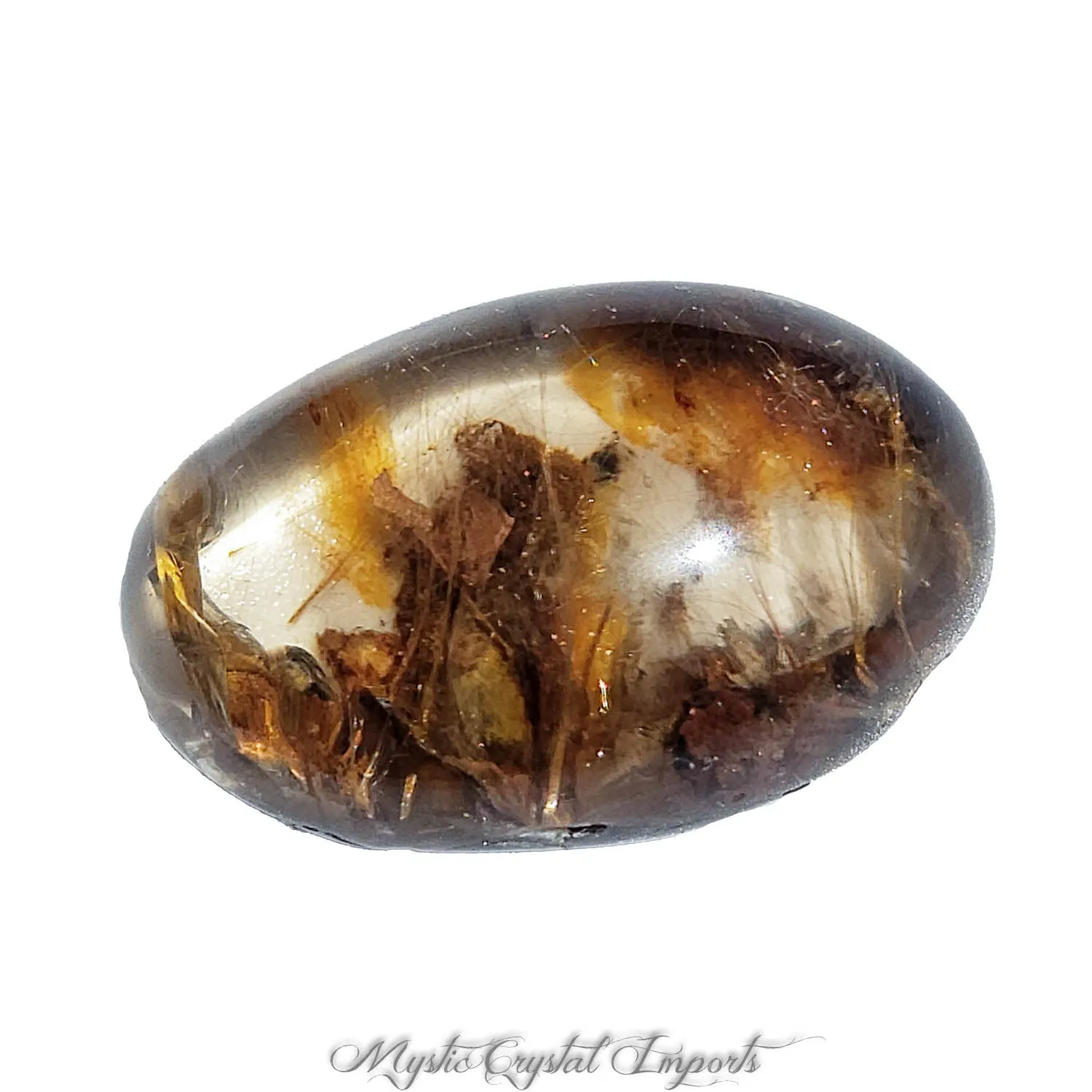 Lodolite Quartz Crystal Pocket Stone with Golden Rutile