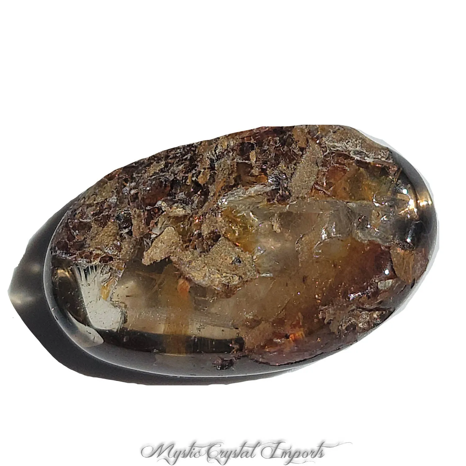 Lodolite Quartz Crystal Pocket Stone with Golden Rutile