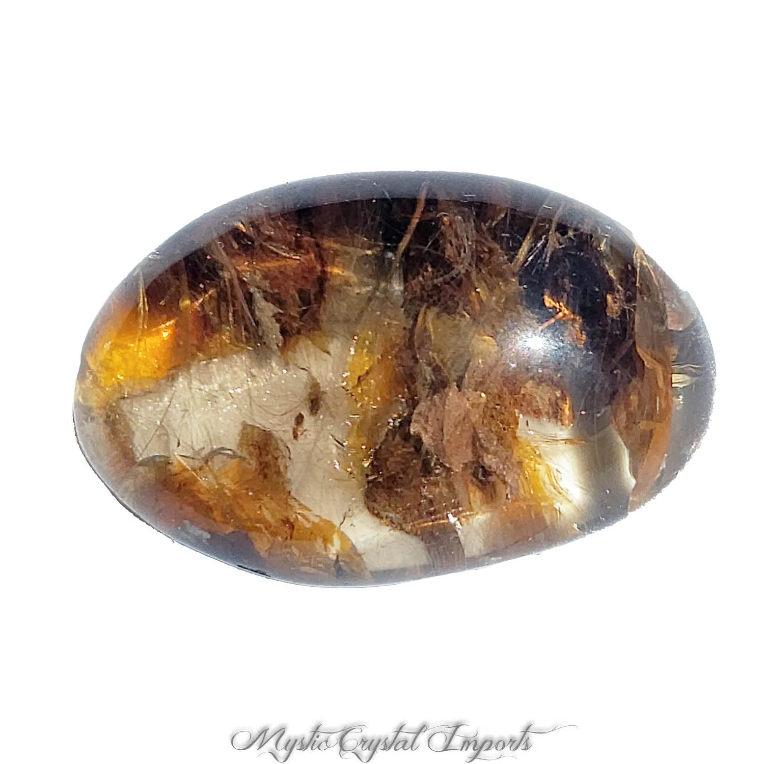 Lodolite Quartz Crystal Pocket Stone with Golden Rutile