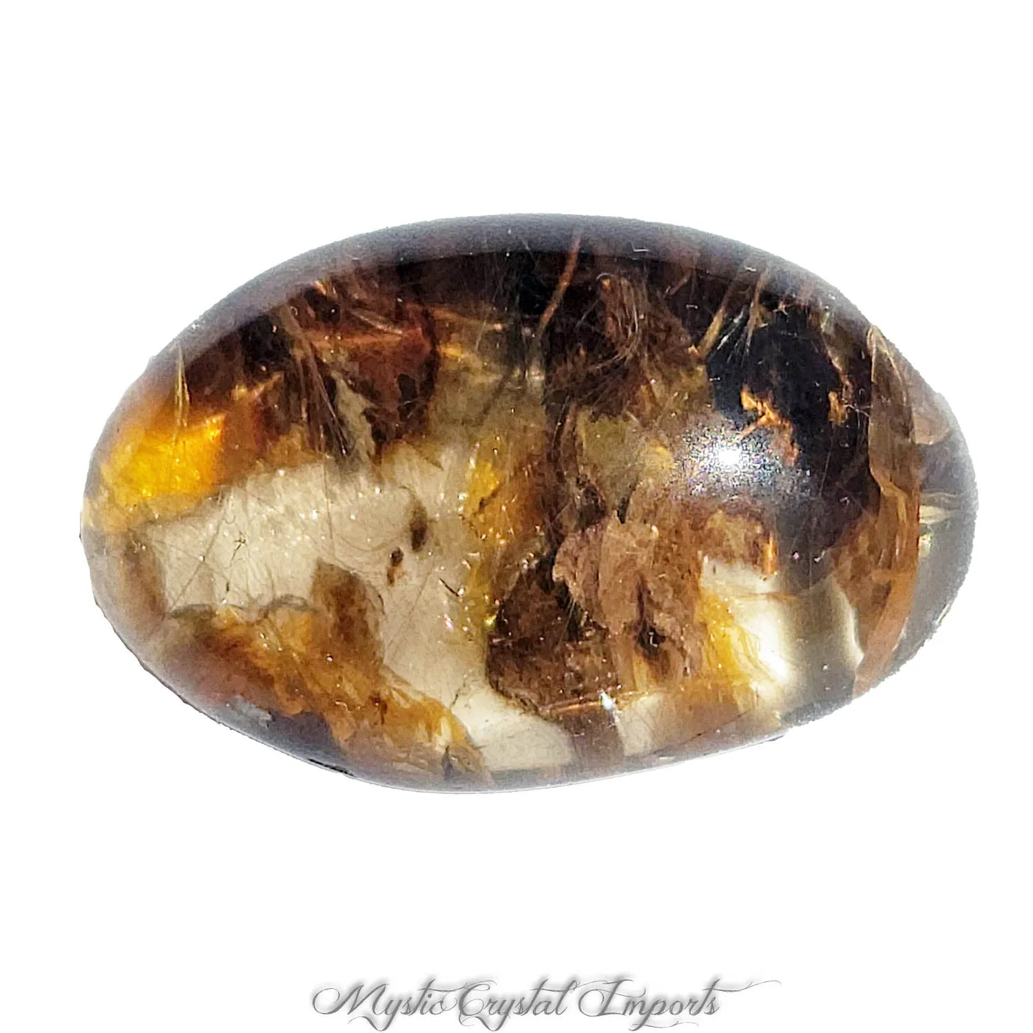 Lodolite Quartz Crystal Pocket Stone with Golden Rutile