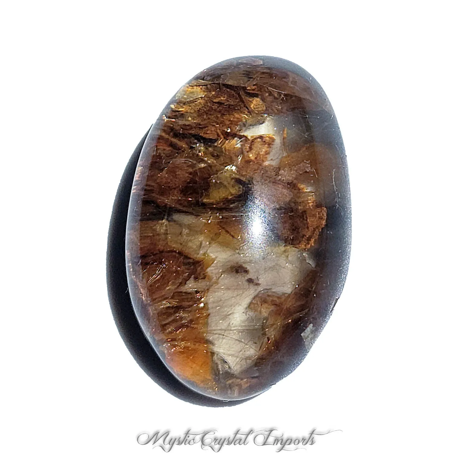 Lodolite Quartz Crystal Pocket Stone with Golden Rutile