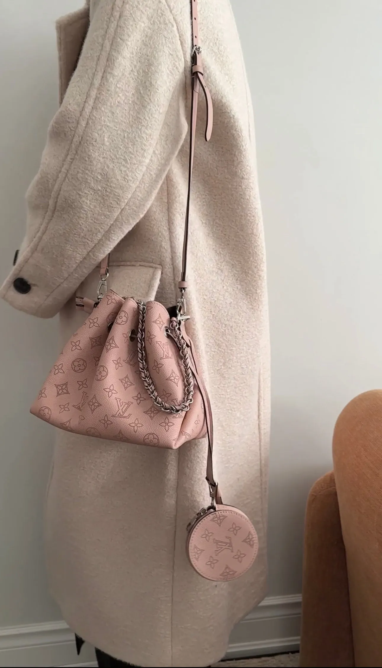 Louis Vuitton Bella Galet Mahina Pink Drawstring Small Bag