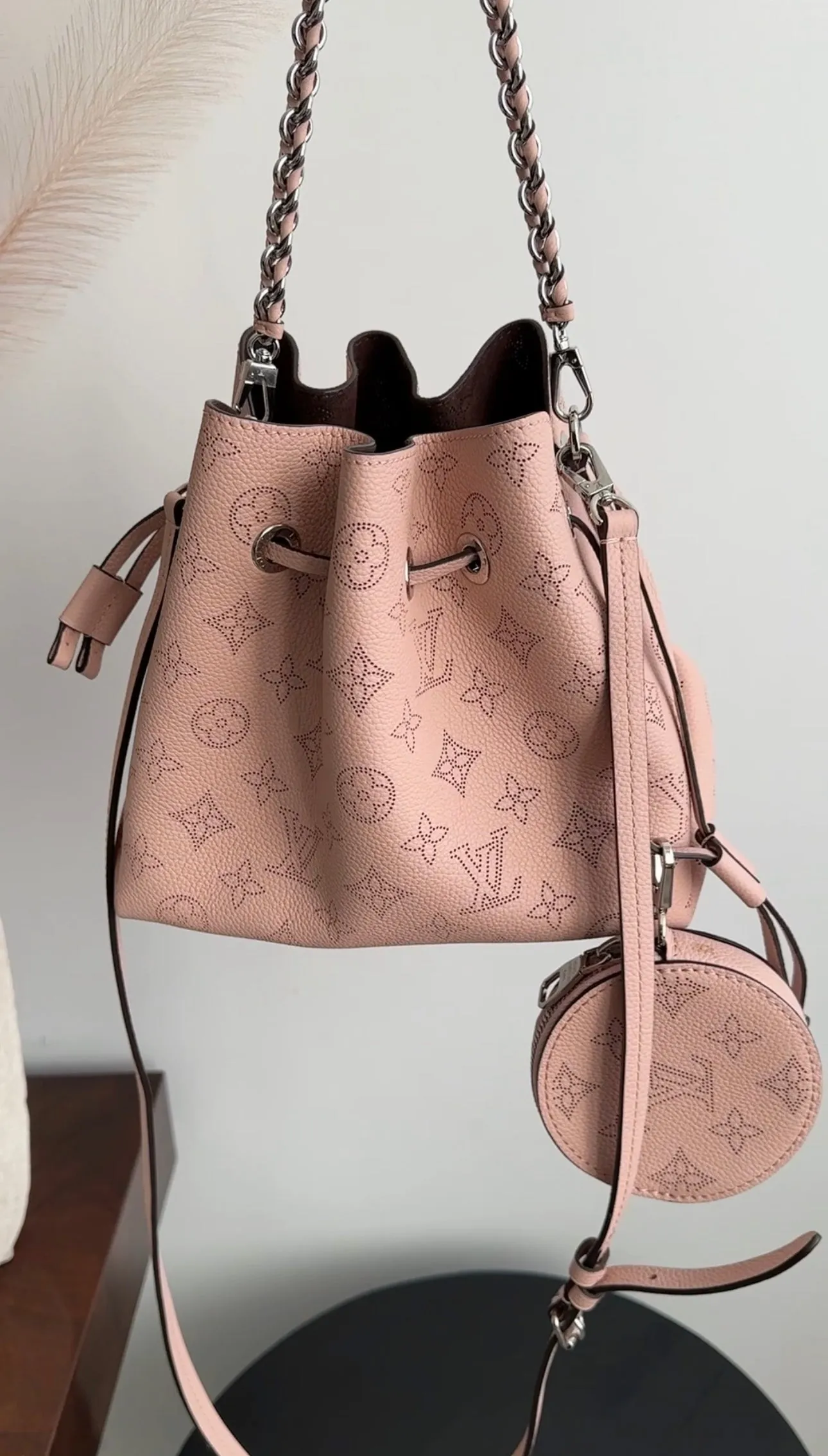 Louis Vuitton Bella Galet Mahina Pink Drawstring Small Bag