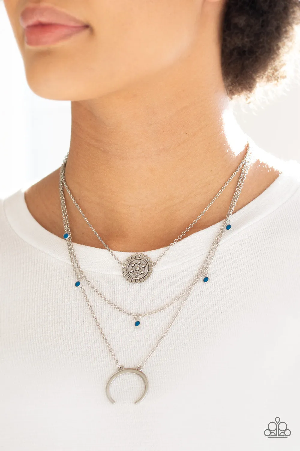 Lunar Lotus - Blue Necklace