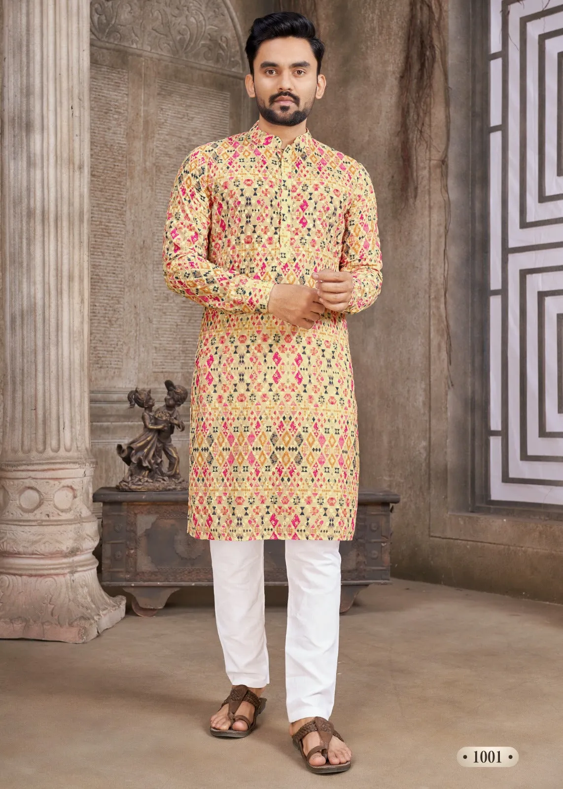 Men's Cotton Schiffli Kurta with Payjama