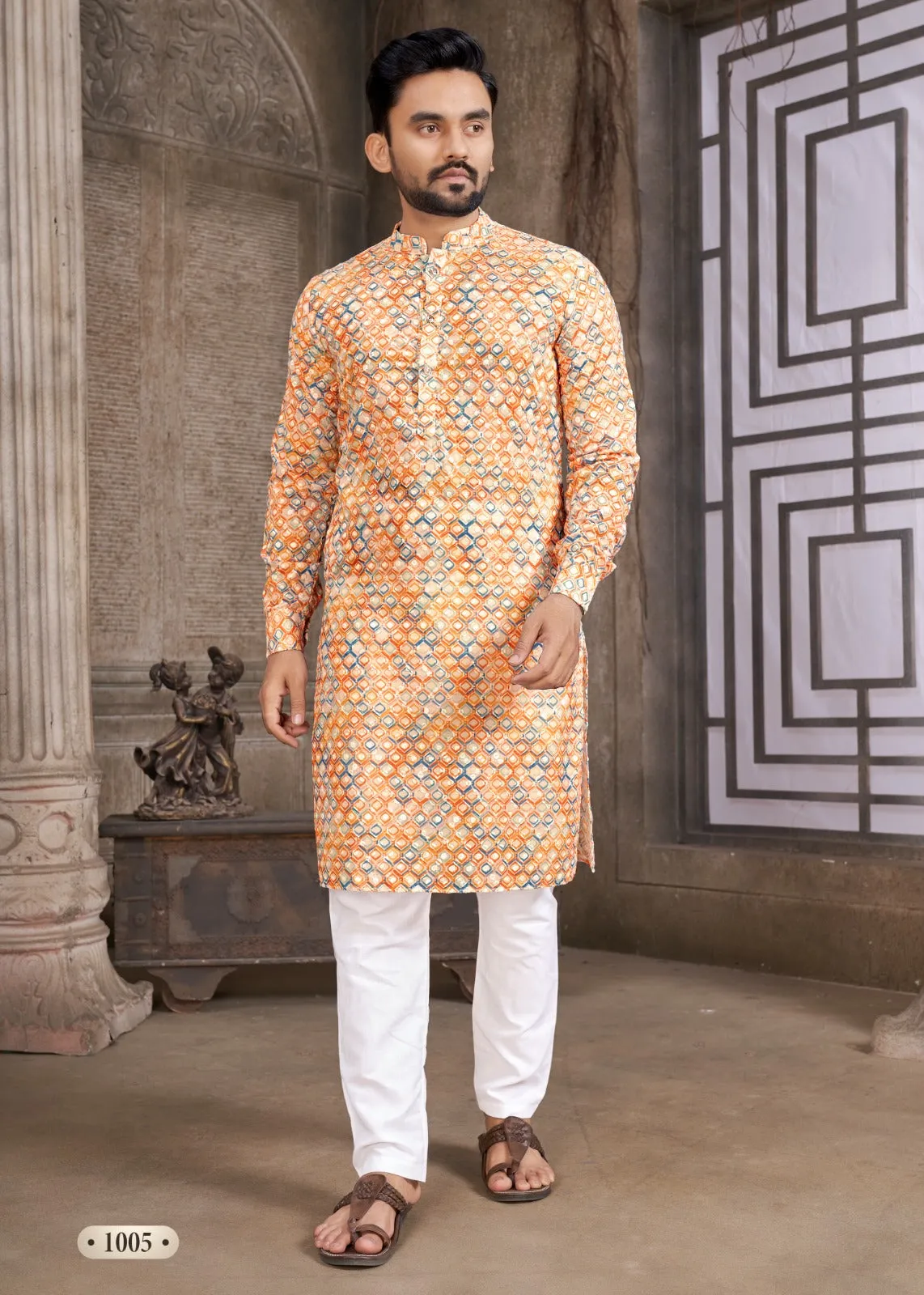 Men's Cotton Schiffli Kurta with Payjama