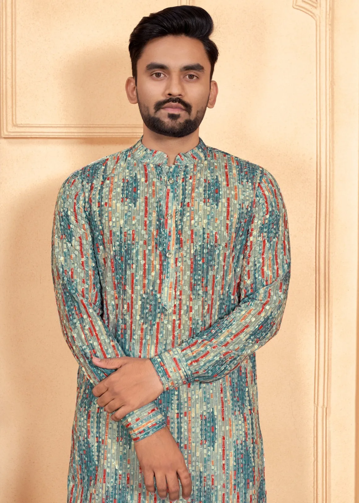 Men's Cotton Schiffli Kurta with Payjama