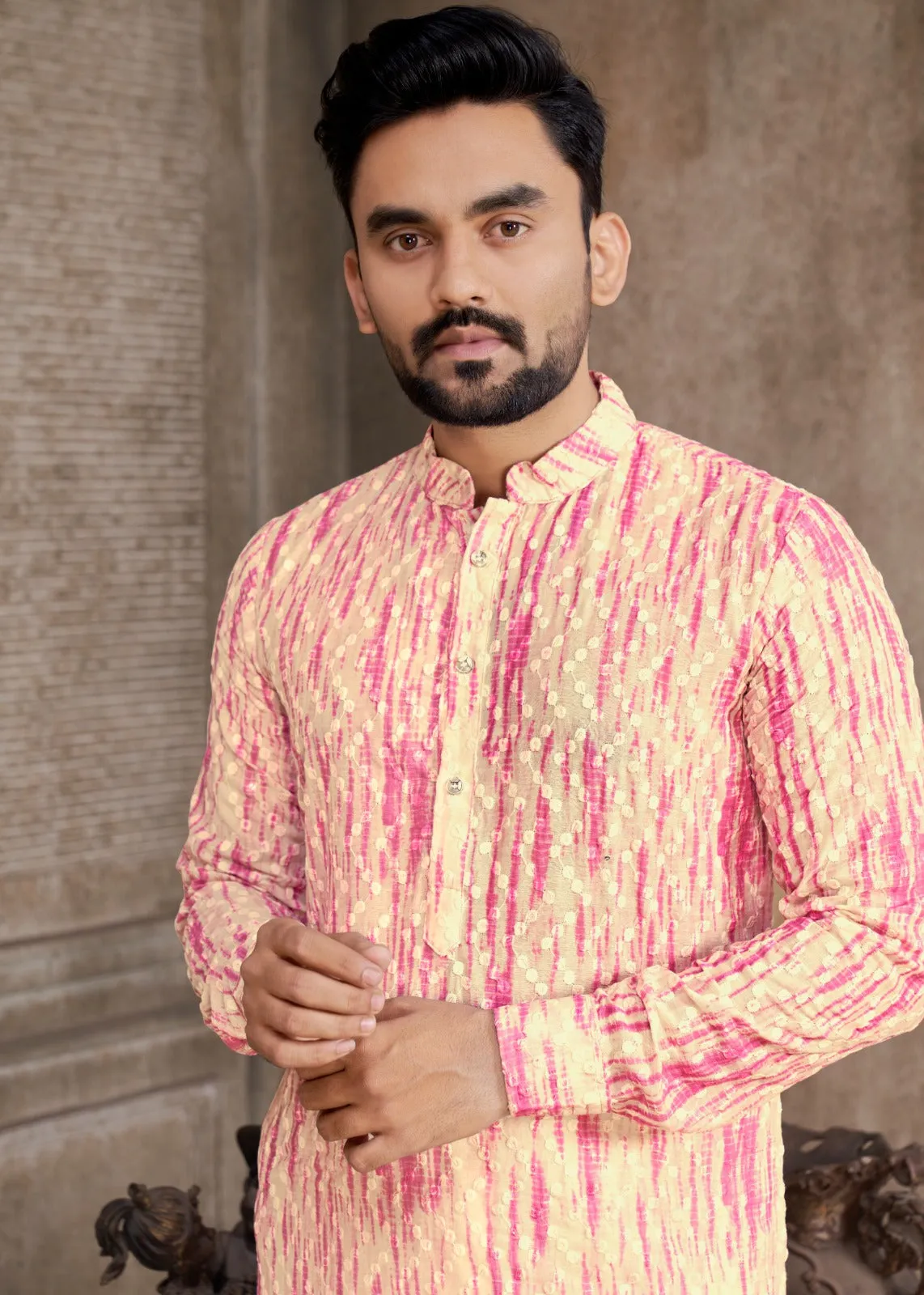 Men's Cotton Schiffli Kurta with Payjama