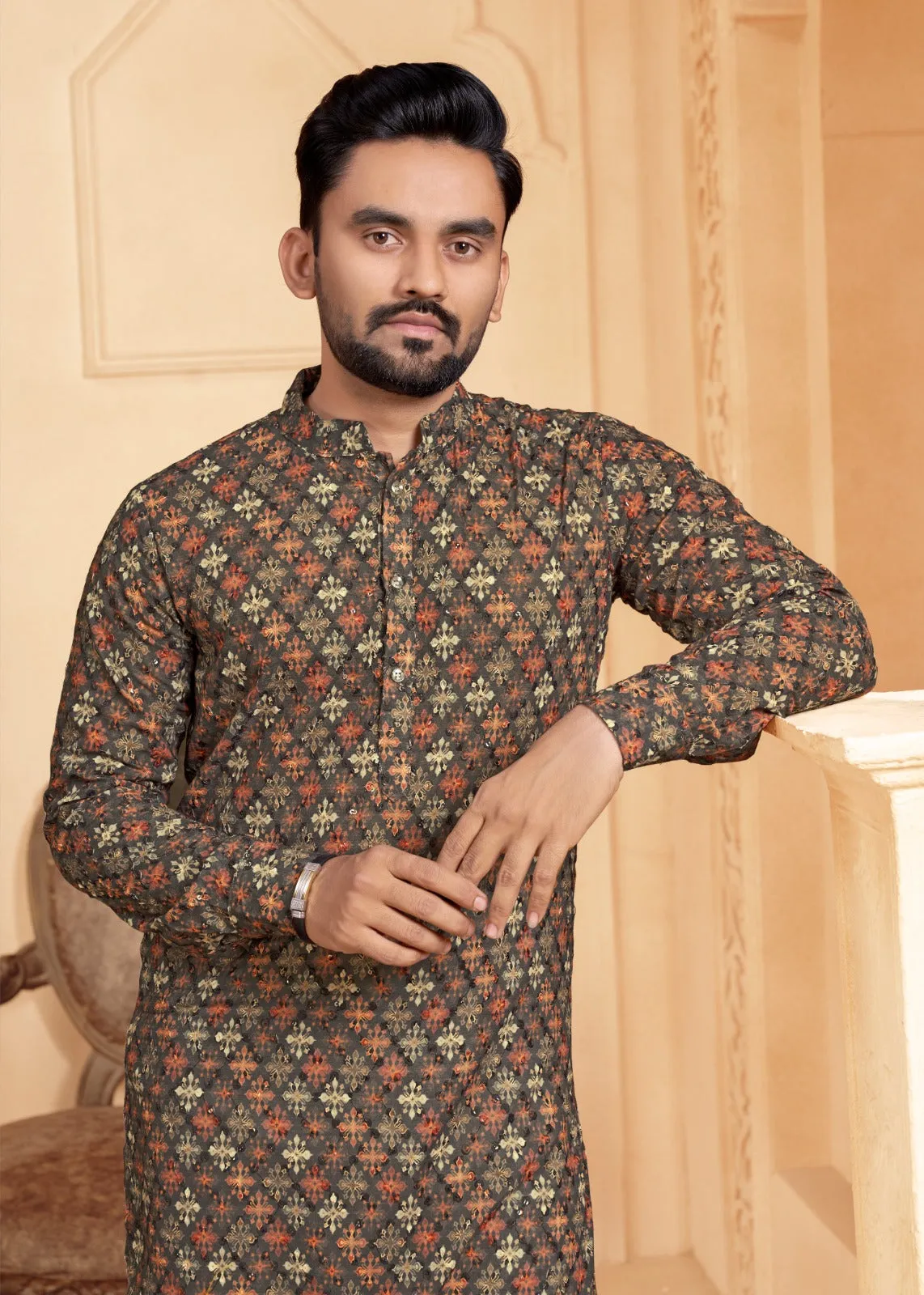 Men's Cotton Schiffli Kurta with Payjama