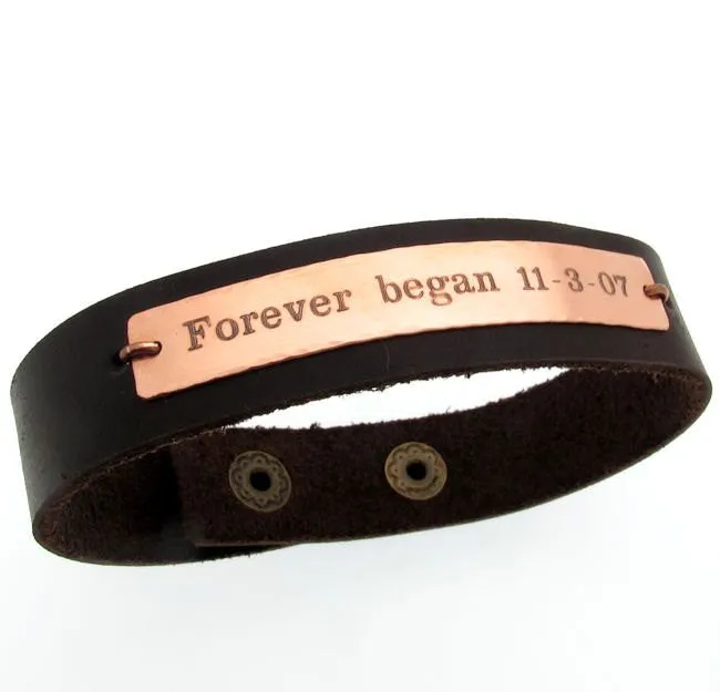 Mens ID Initial Leather Bracelet