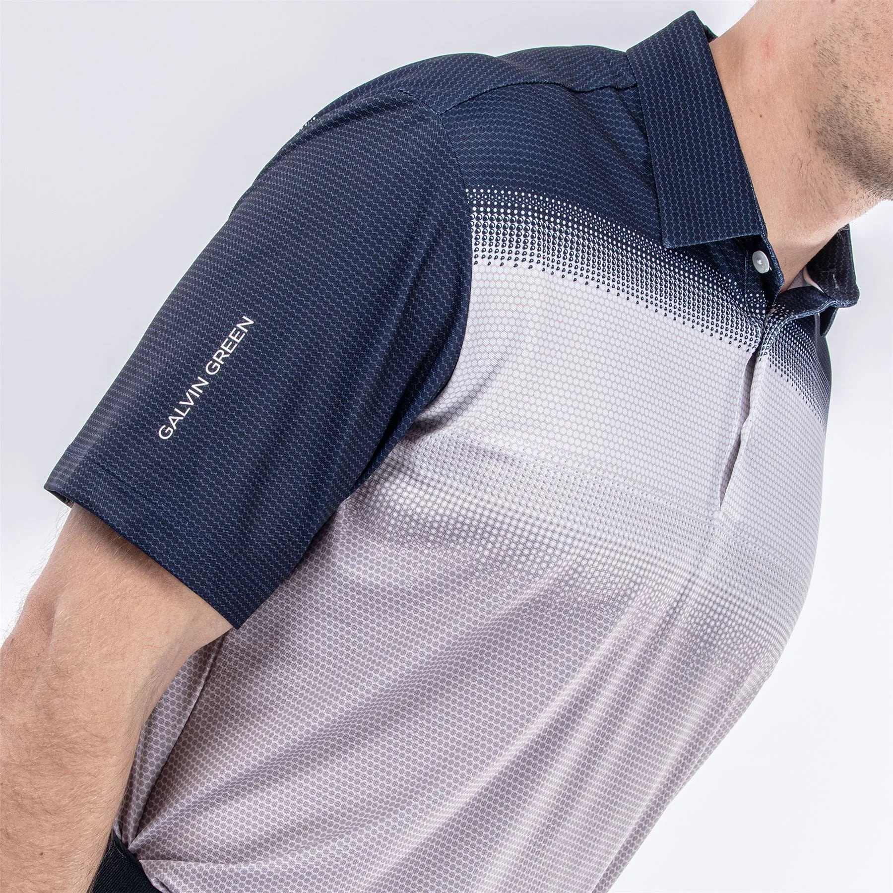 Mo Ventil8  Stretch Regular Fit Polo Cool Grey/White/Navy - 2024