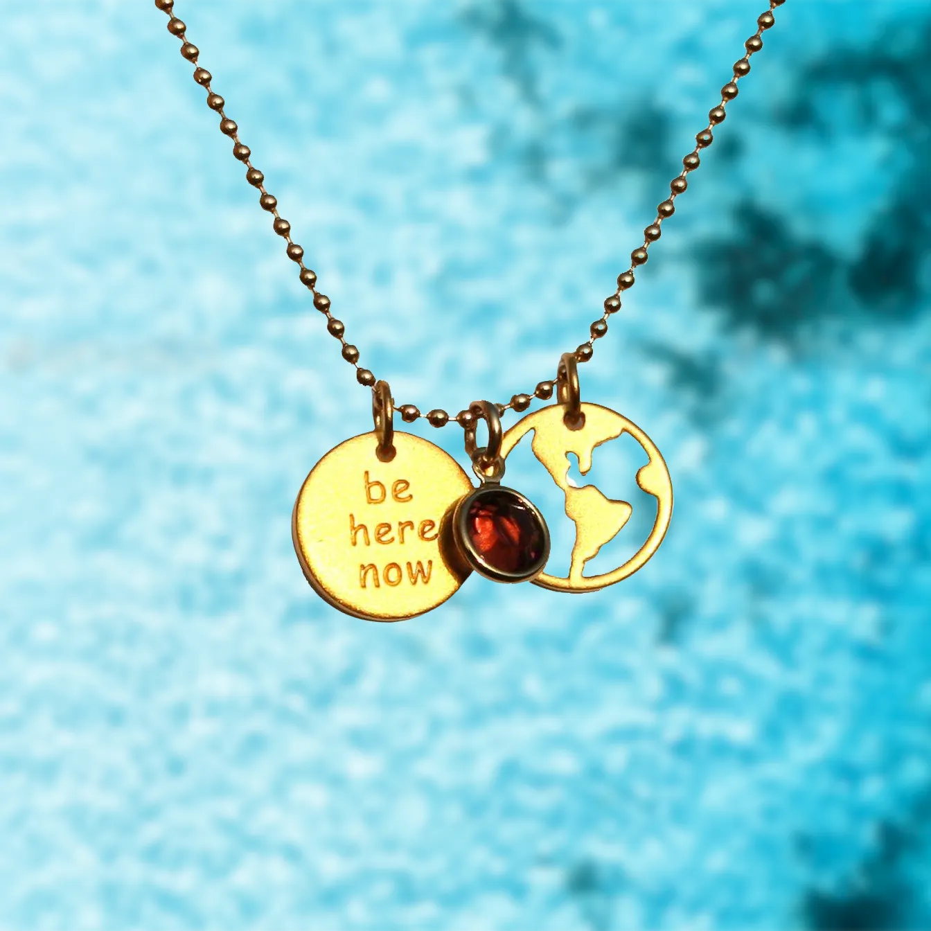 Motivational Be Here Now Traveler Necklace (GF)