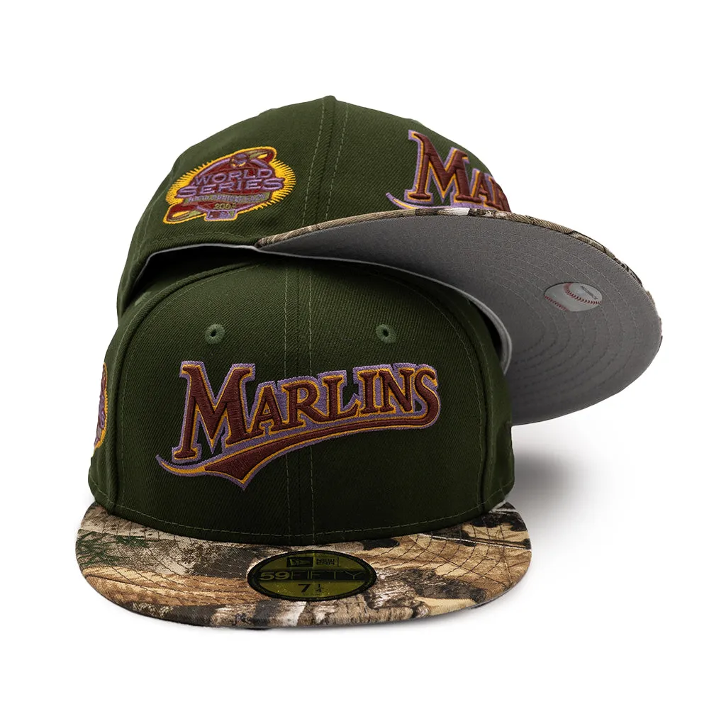 NEW ERA X FRESH RAGS 59FIFTY Florida Marlins Script 100th World Series SIDE PATCH - Rifle Green by