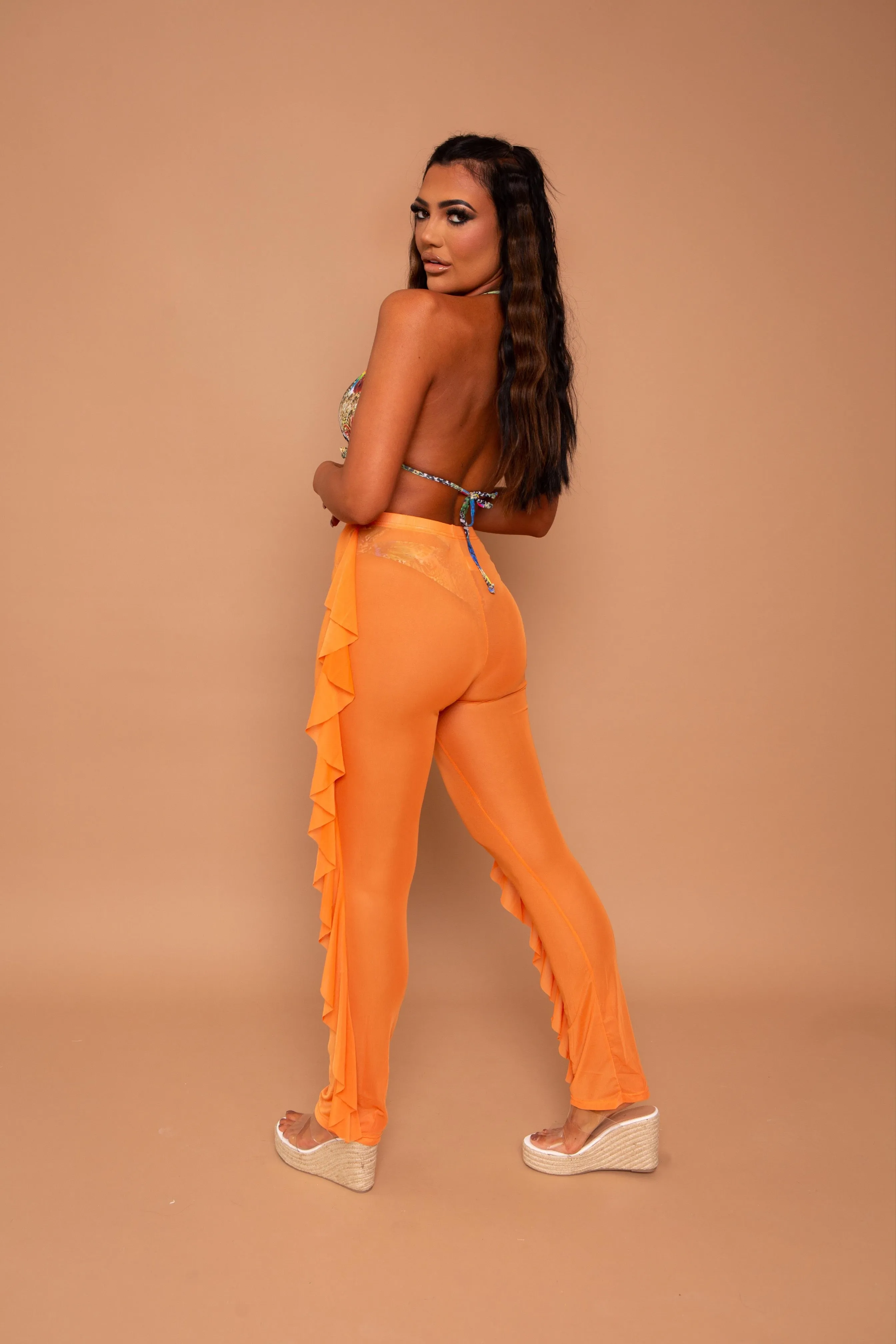 Orange Mesh Pants