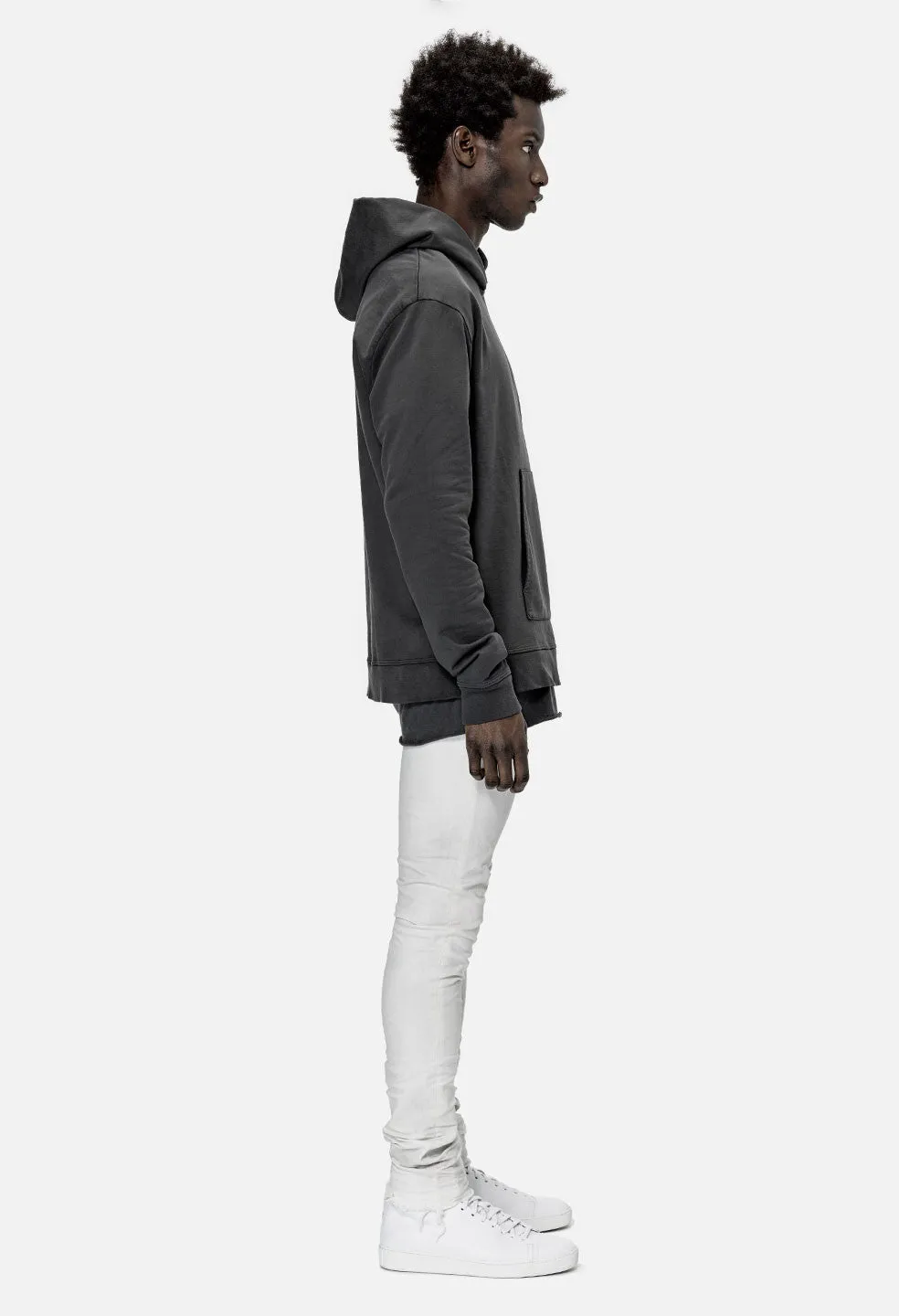 Oversized Cropped Hoodie / Charcoal