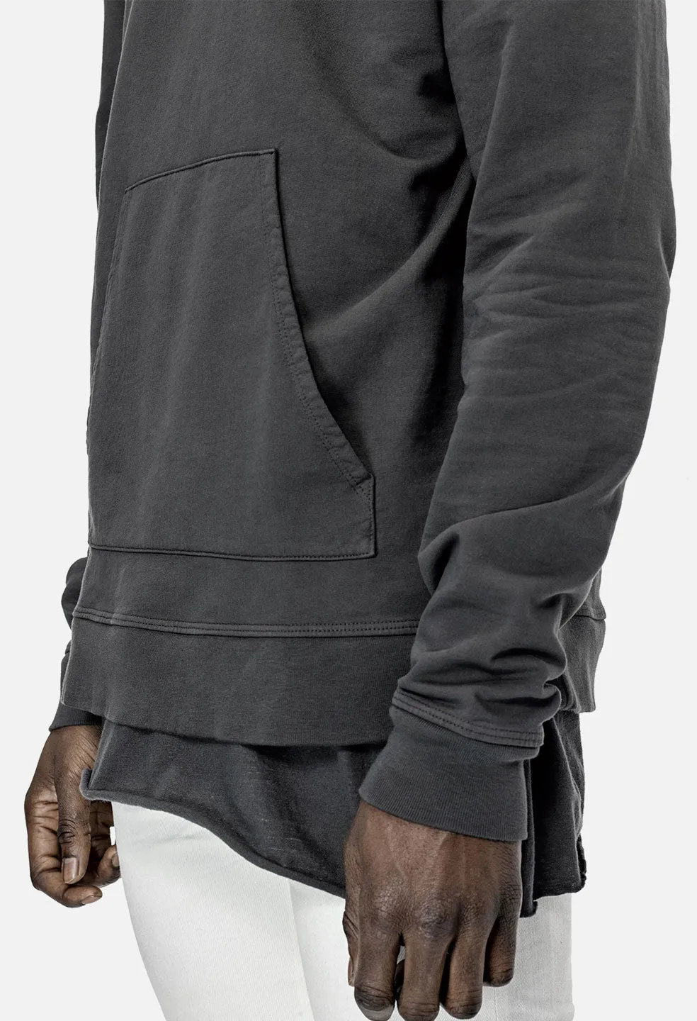 Oversized Cropped Hoodie / Charcoal