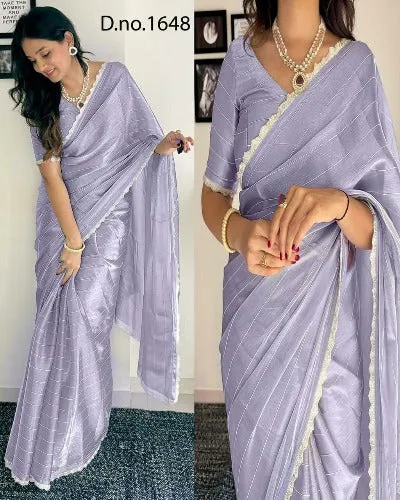 Pastel Premium Burberry Jimmy Choo Silk Partywear Saree