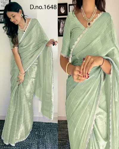 Pastel Premium Burberry Jimmy Choo Silk Partywear Saree