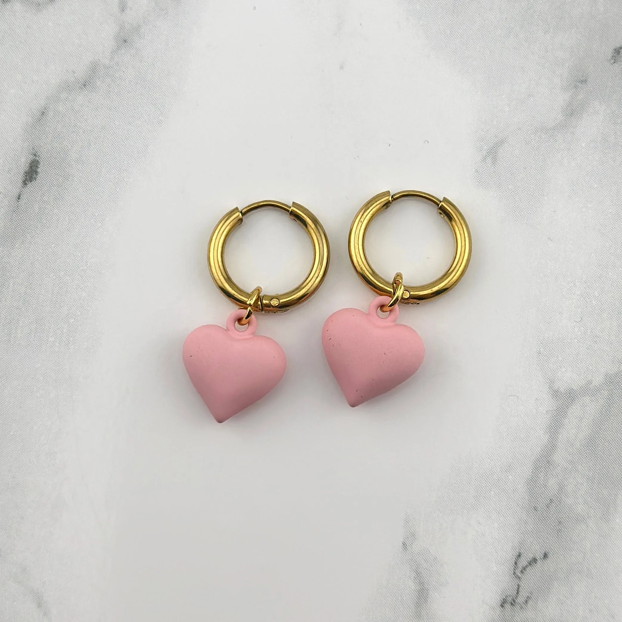 Pink heart hoops