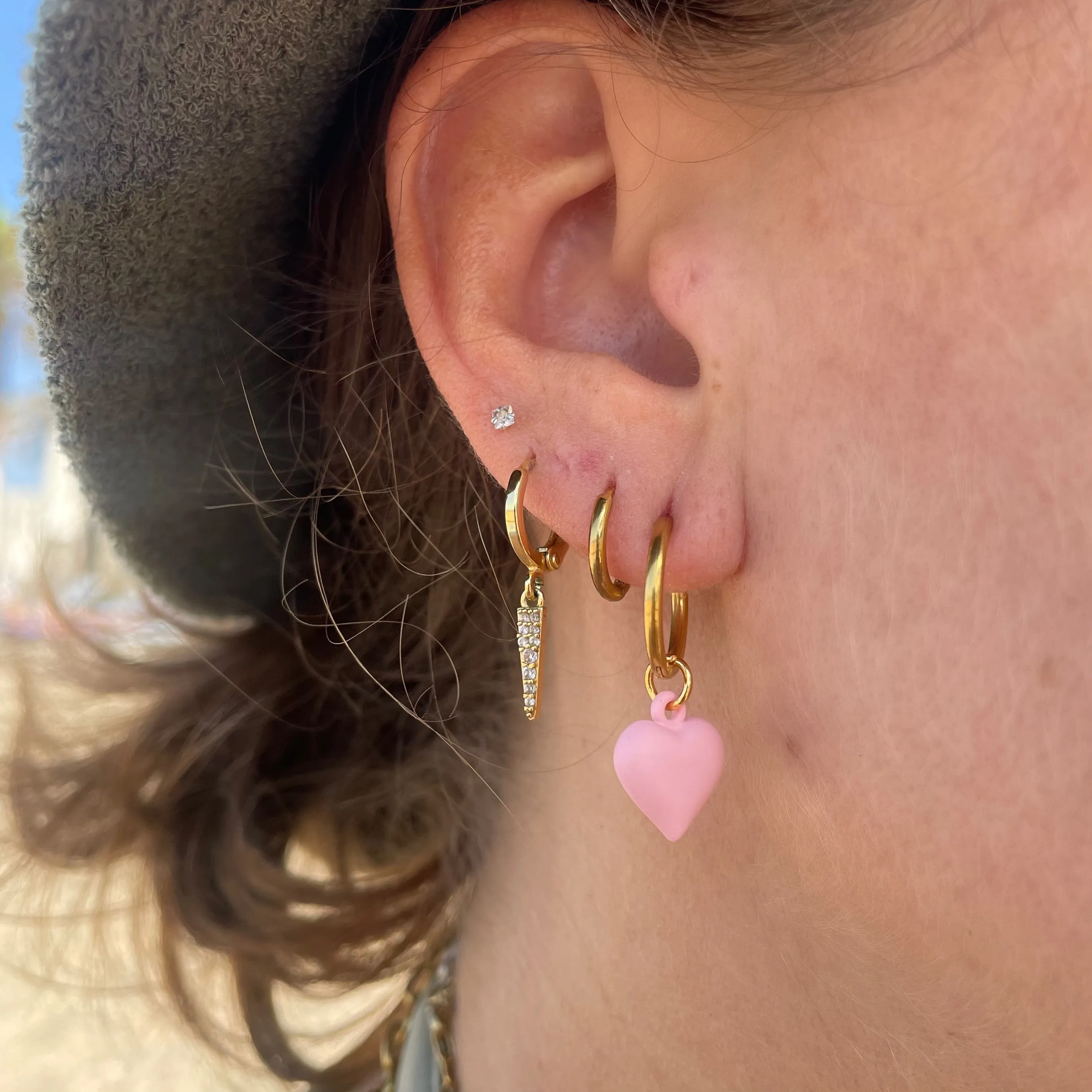 Pink heart hoops