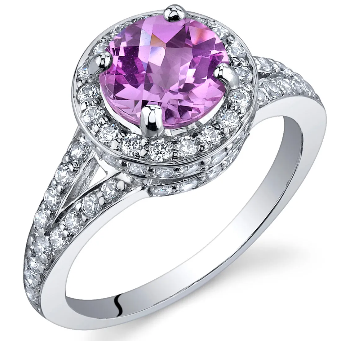 Pink Sapphire Round Cut Sterling Silver Ring Size 8