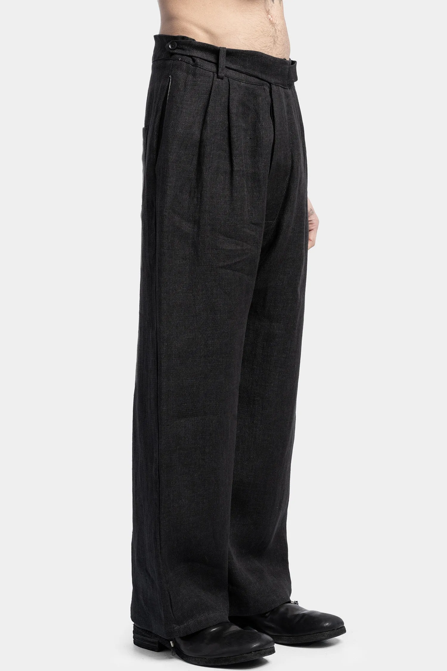 Pleated oversized linen pants