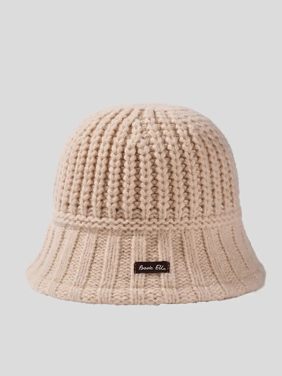 Pure Color Knitted Patch Warm Hat