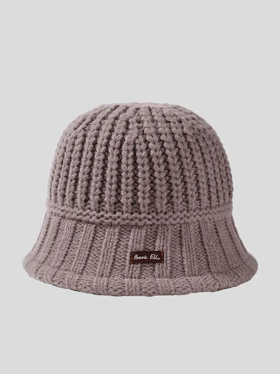 Pure Color Knitted Patch Warm Hat