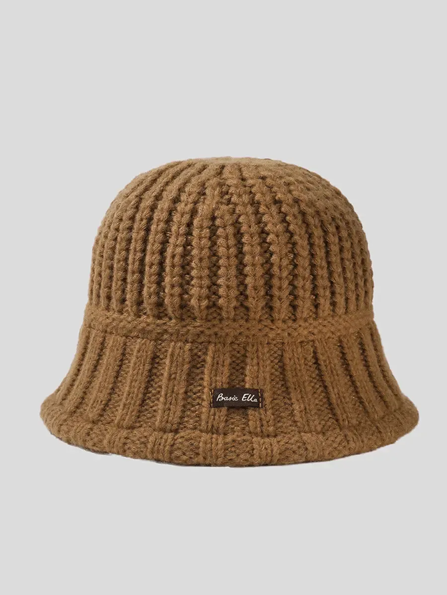 Pure Color Knitted Patch Warm Hat