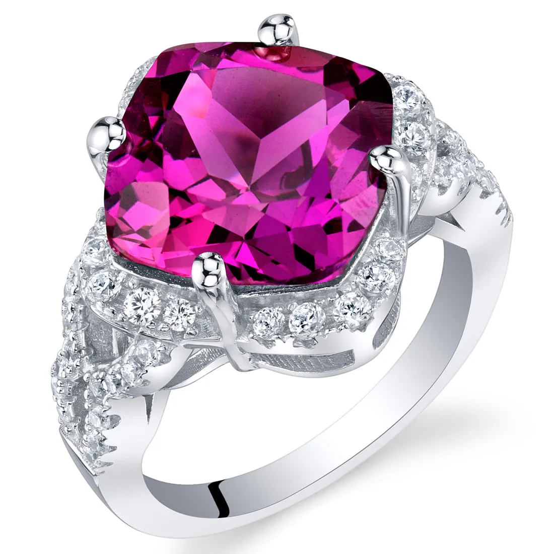 Purple Sapphire Cushion Cut Sterling Silver Ring Size 5