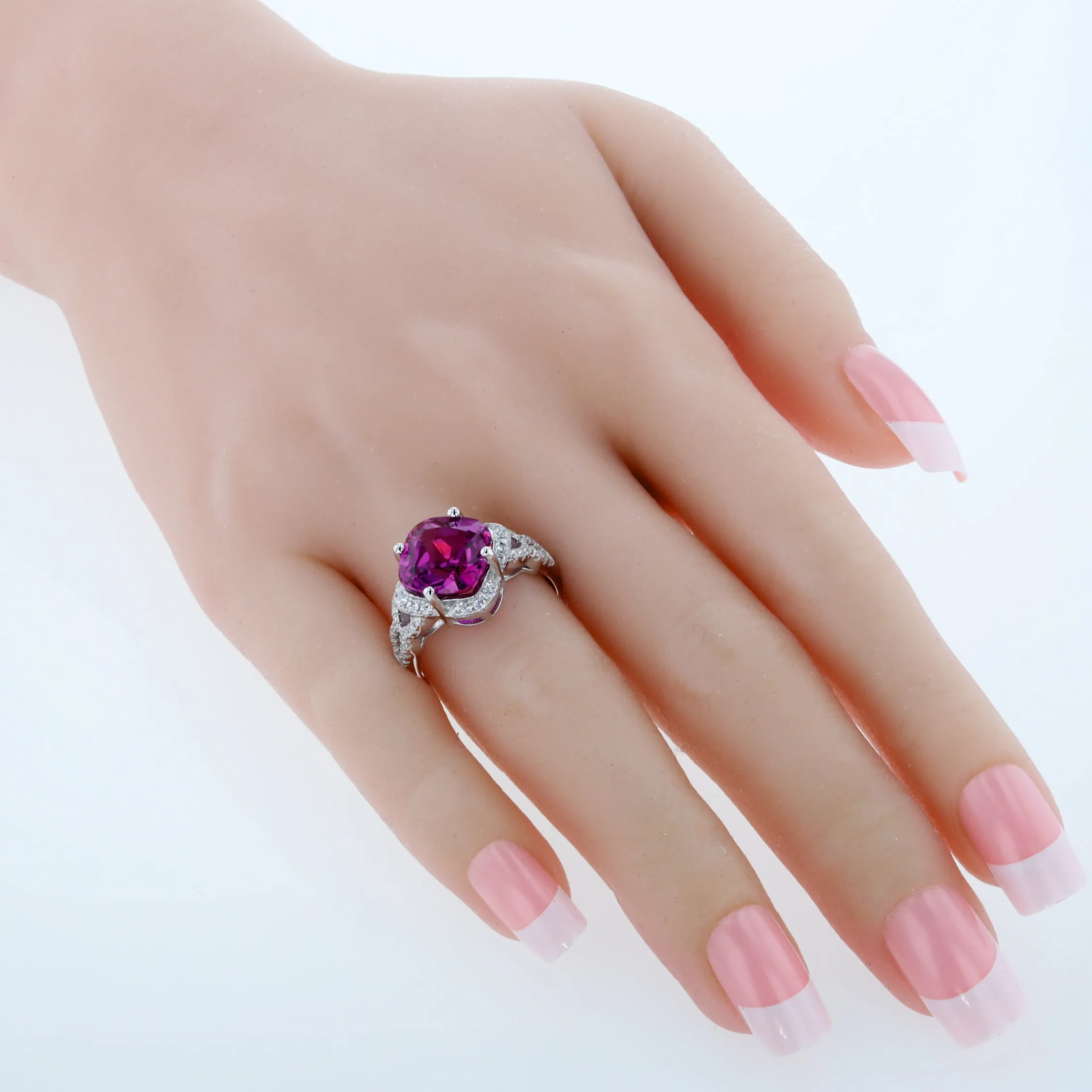 Purple Sapphire Cushion Cut Sterling Silver Ring Size 5